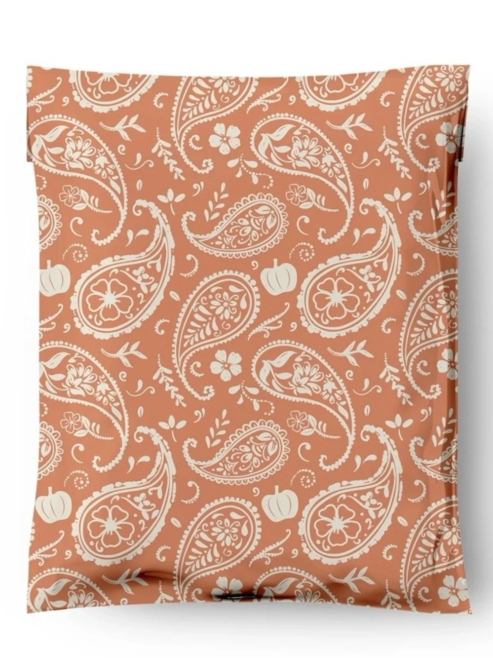 Set of 20 10x13 Poly Mailers Fall Pumpkin Paisley Shipping Bags Self Seal Orange